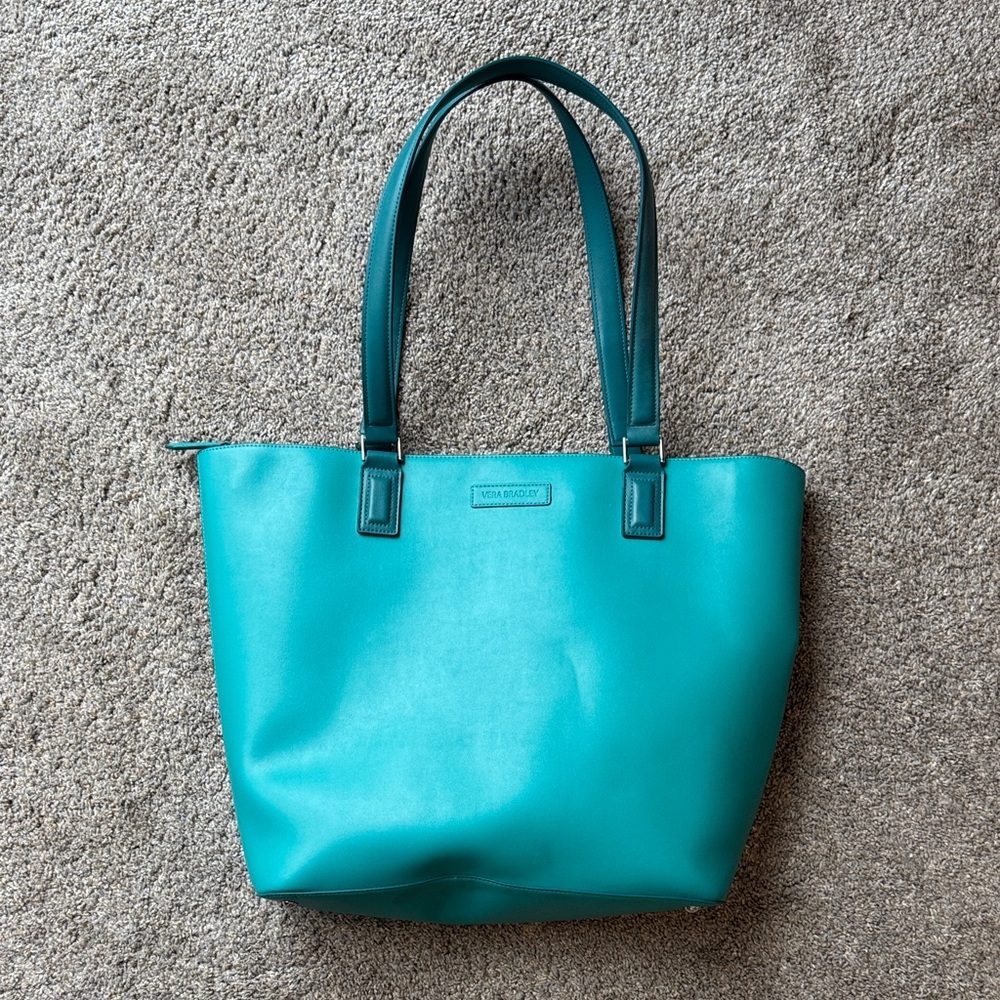 Vera Bradley Large Composition Tote Bag in bright teal NWT